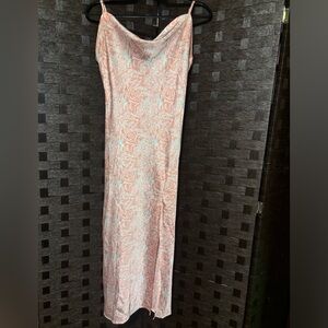 Paper Heart Floral Slip Dress Maxi Peach Floral Silky Size small